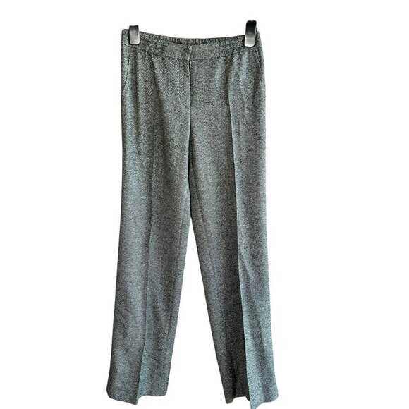 Akris Punto Marla Black Diagonal Tweed Wool Silk Pants Size 6 NWT - Picture 2 of 11